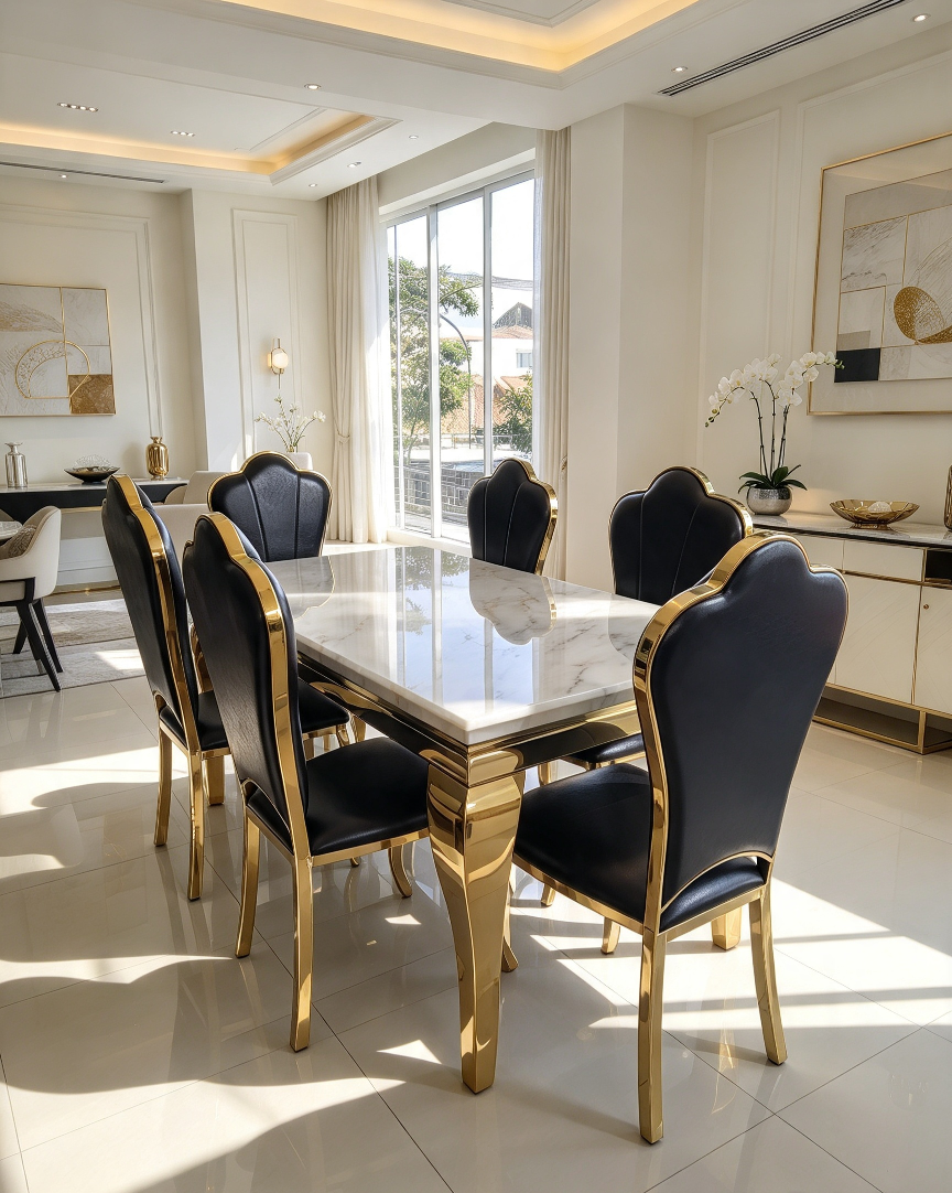 Meja Makan Set 6 Kursi Modern Luxury Premium