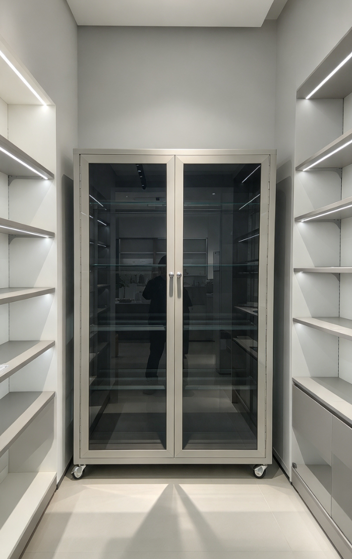 Lemari Sepatu Aluminium Silver