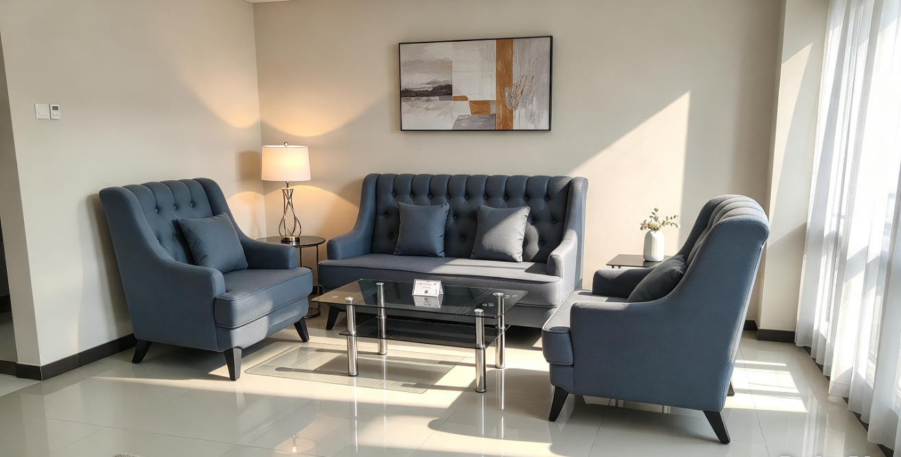 Set Sofa Tamu Chesterfield 3.1.1 Bonus Meja Kaca