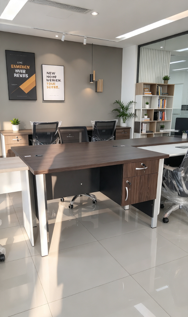 Meja Tulis Kantor 1/2 Biro Kaki Besi Kotak